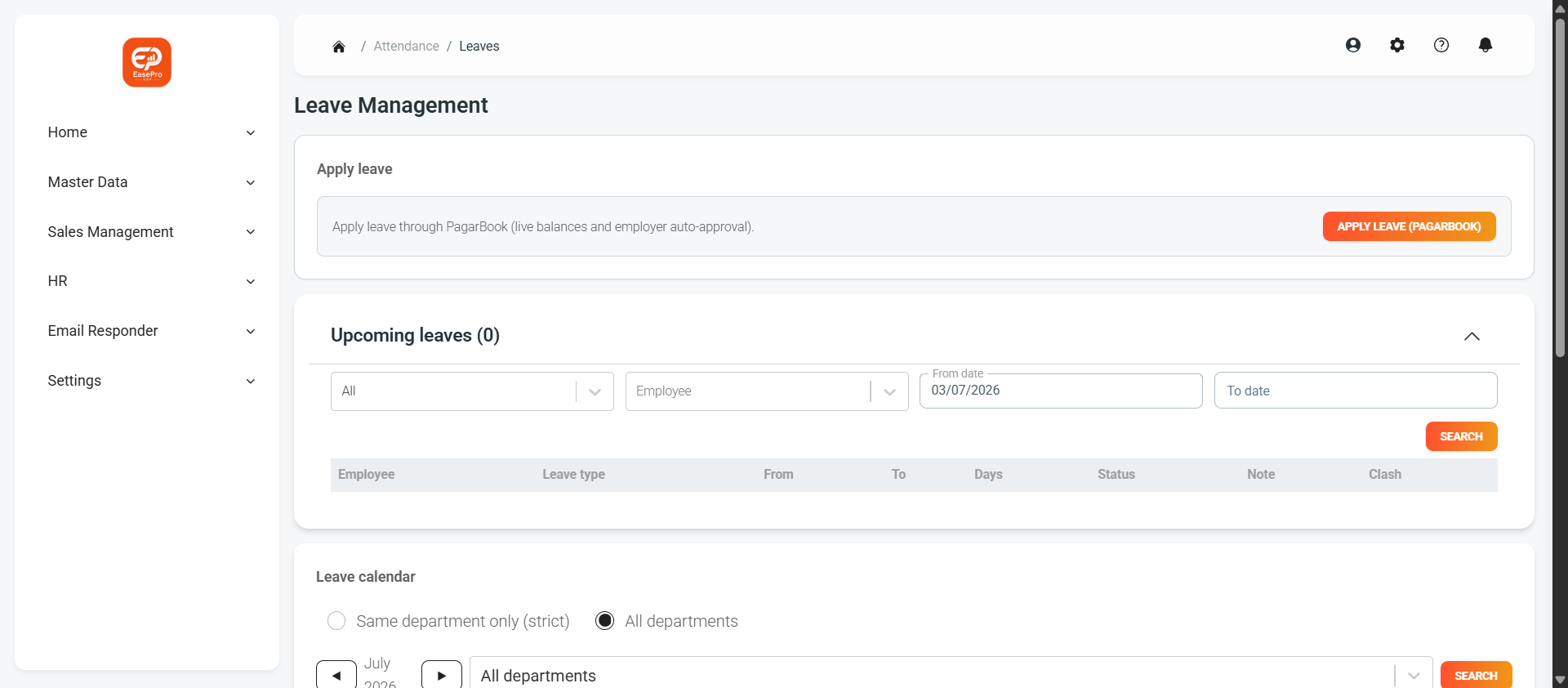 EasePro leave management workflow
